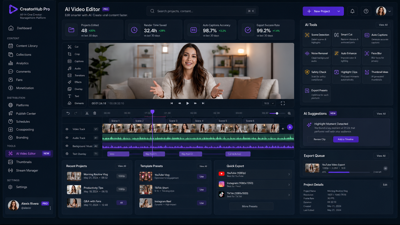 AI editing workspace