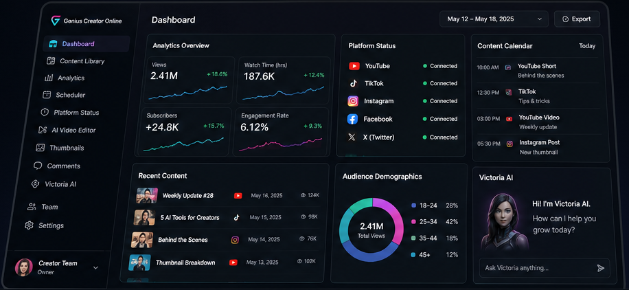 Genius Creator dashboard preview